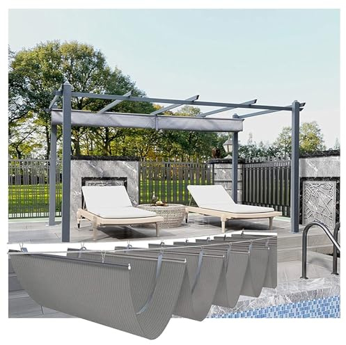 CVERTHAF Voiles d'ombrage rétractables ondulées, auvent de pergola résistant aux UV, Pare-Soleil ondulé en Forme de U, Toile d'ombrage 95% Protection Solaire, auvent rétractable, avec Accessoires, p