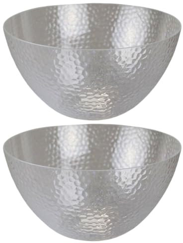 eMKay® Pack of 2 Large 4.5L Reusable Plastic Salad Bowls – Clear Hard Plastic Serving Bowls with Dimple Effect – BPA-Free Mixing & Snack Bowls for Parties BBQs Picnics Indoor Outdoor Use