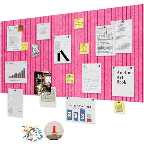 LUPATDY anslagstavla 60 x 40 cm, filt anslagstavla självhäftande planeringstavla bulletinbräda, Memo filtbrädor väggdekoration, visionboard 0,9 cm tjock, vikbar fototavla med nålar persikofärger