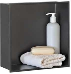 Dalsys Wandnische Edelstahl 30x30x12cm wandbündige Nische - Moderne Duschnische, Keine Fliesen Erforderlich, wasserdicht für Dusche, Badezimmer, Wohnzimmer, Küche, schwarz