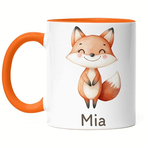 Kiddle-Design Kindertasse mit Namen Personalisiert, Personalisierte Tasse Kinder mit Elefant, Namenstasse Elefanttasse, Kinderbecher als Geschenk zur Geburt, Taufe Weihnachten - Tasse Weiß