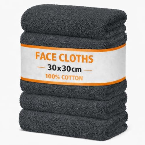 Symphony Flannel Face Cloth Ultra Gentle Face Towels for Sensitive Skin-Reusable Facial Cleansing Washcloths for Unisex Adult Spa Gym Sport Beauty, Premium Quality Cotton (30x30 Cm