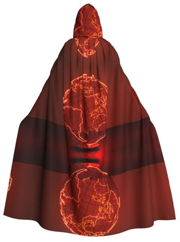 FEYUNYAN Kapuzenumhang für Erwachsene, elektrischer Globus-Halloween-Umhang, Gothic-Hexen-Vampir-Kostüm-Zubehör, verstellbarer Bindeverschluss, weicher Polyester-Umhang für Cosplay- und