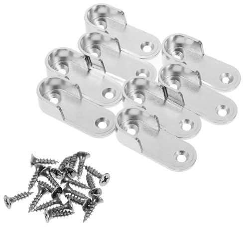 STOBAZA 8pcs Stainless Steel Closet Rod End Caps Flange Bracket Fits Rod for Wardrobe and Closet Heavy Duty Support