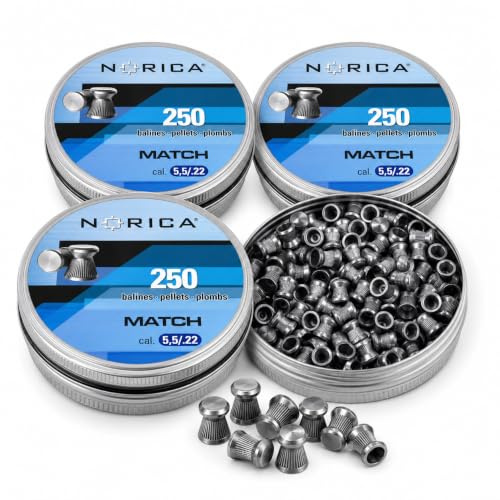 1000 Balines/perdigones de Copa de Precision Norica Match 5.5 / .22 [4 latas de 250 Unidades]