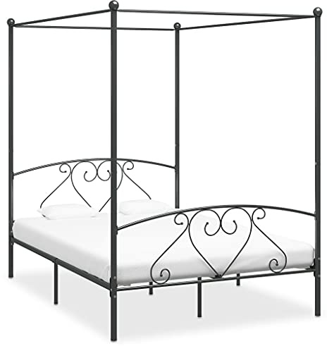 Générique Cadre de lit à baldaquin sans Matelas Gris métal 160x200 cm,Meubles,Lits & Accessoires,Lits & Cadres de lit,Gris,27 KG,284444
