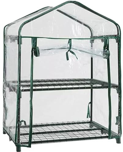 Greenhouse Cover, 2-Tier Waterproof Clear Plastic Greenhouse Replacement Cover with Roll-Up Zipper Door for Gardening PlantsGreenhouse