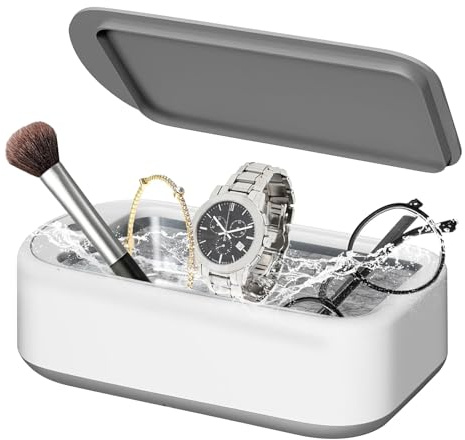 3T6B Limpiador ultrasónico, 48 KHz, limpiador ultrasónico | 640 ml, dispositivo limpiador ultrasónico con 2 ajustes de tiempo para joyas, dentaduras, relojes, gafas