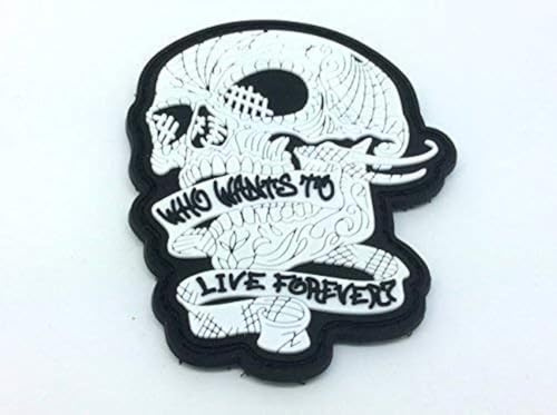 Who Wants to Live Forever Schädel Motorradfahrer Airsoft Klettverschluss PVC-Patch