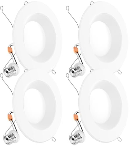 Sunco Retrofit LED Recessed Lighting 6 Inch, Downlight Can Lights for Ceiling, Baffle Trim, 965 LM, 13W (120W Equivalent), 4000K Cool White, Dimmable, Damp Rated UL 4 Pack.