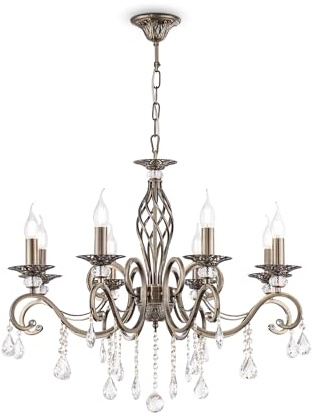 MAYTONI DECORATIVE LIGHTING Französischer Kronleuchter Grace Kerzen, Klassischer Stil, Bronze, zahlreiche echte Kristalle 8xE14 60W exkl. für Wohnzimmer, Esszimmer und Schlafzimmer