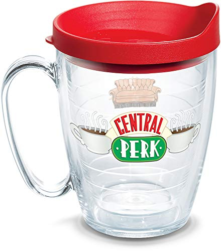 Tervis 1334014 Warner Brothers - Friends Central Perk Insulated Tumbler with Wrap and Red Travel Lid, 16 oz Mug - Tritan, Clear