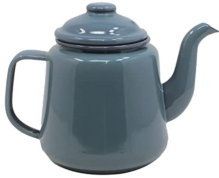 Emaille-Teekanne mit Griff und Deckel, 14 cm, 1,5 l, traditionelles Servieren, Teekanne, Kaffeekanne, Krug, Camping, Grün (Grün)