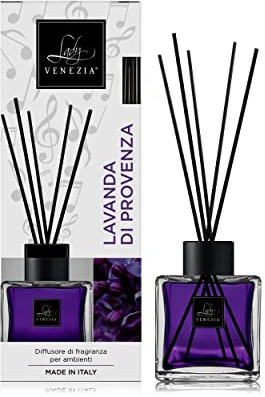 Lavendel Raumduft Diffuser mit Stäbchen – Aromatherapie Diffuser 100 ml – Duftöl für Entspannung – Natürlicher Raumduft – Lady Venezia – Made in Italy