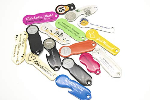 Einkaufswagenlöser Lagerabverkauf 10 Stück/Schlüsselanhänger Einkaufschip mit Schlüsselfundservice/Abziehbarer Einkaufswagenchip Metall, Chip Einkaufswagen, Key Finder