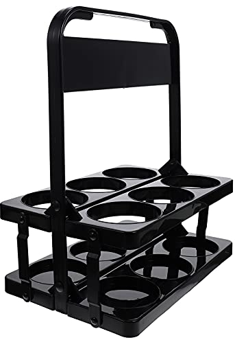 Angoily Sturdy Beer Storage Basket Pp Organizer for 6 Cans Black Wine Bucket Carrying Handle for Home Clubs