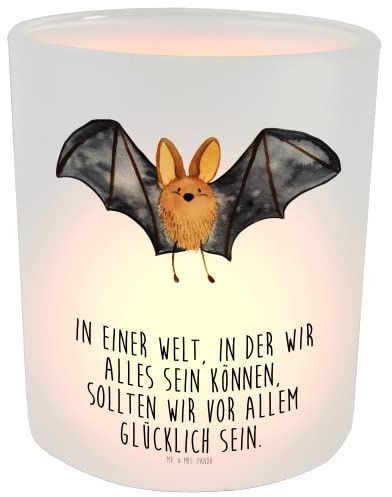 Mr. & Mrs. Panda Deko Windlicht Fledermaus Flügel - Geschenk, Gute Laune, Tiermotive, Kerzenglas, Glas Windlicht, Teelichthalter, Windlicht Glas,