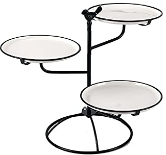 Kuchenständer ServierStänder Multi-Layer-Kuchen-Stand-kreativer Dessert-Display-Ständer-Metall-Cupcake-Ständer mit Keramik-Gebäck-Tablett for Tee-Party, Hochzeit und Geburtstag Tortenständer ( Color :