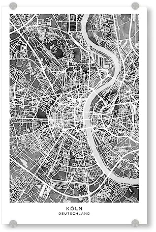 artboxONE Acrylglasbild 45x30 cm Städte Köln Deutschland Stadtplan BW - Bild köln Deutschland Karte