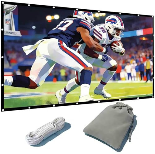 VERCORKIN Große Beamer Leinwand 250 Zoll,Außenbereich/16:9/Dickes Leinwandmaterial/160°-Betrachtungsansicht/faltbar, inklusive Montageschnur und Aufbewahrungstasche (250 Zoll doppelseitig weiß)