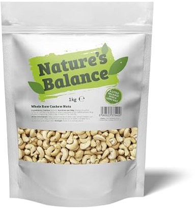 Natures Balance Cashew Nuts 500g - Whole Raw Unsalted Cashews Ideal for Making Nut Butter & Milk