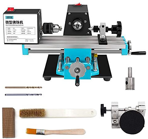 220V Benchtop Lathes CNC Machining Tools with Punching and Polishing Accessories,Lathe Beads Polisher Machine, 1200W Motor Speed 5000 RPM for Engraving and Grinding of Wood Stone