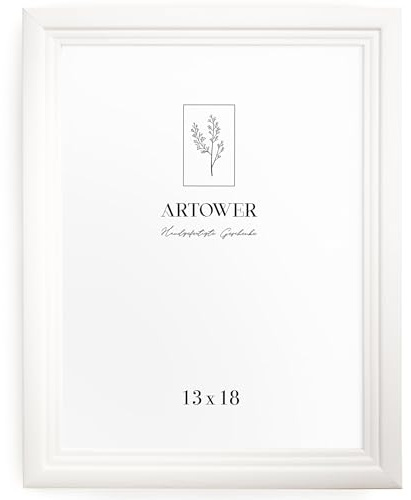 Artower® Bilderrahmen Vintage Weiß Holz Rahmen für 13 x 18 cm | Posterrahmen Groß für Collage | Picture Frame Vintage White Wood 13x18 cm | Retro Schmal Bilderrahmen | Weiß Poster Rahmen
