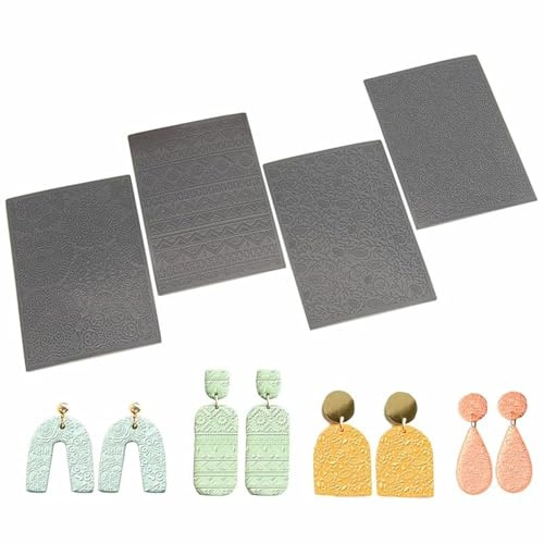 Arriettycraft Boho Style Polymer Clay Texture Sheets for Earring Jewelry Making, Texture Mat for Polymer Clay Projects, Earring Tools