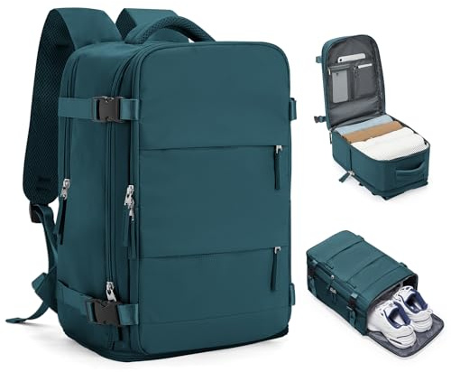 HPLQQ Mochila Viaje Cabina Avion 40x30x20 para Ryanair Mochilas para Mujer Bolsa de Cabina Equipaje de Mano Cabina Avion Mochila de Senderismo Mochila Impermeable Cabina Mochila,E5-Azul pavo real