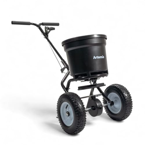 Artemis Heavy Duty Broadcast Rotary Walk Behind Spreader Salt Grit Fertiliser Seed Lawn Garden 23KG