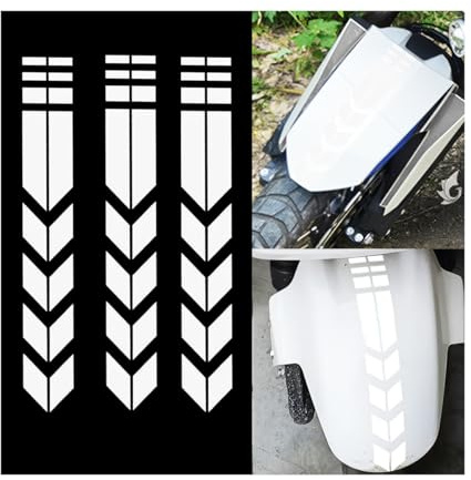 Adunsiaoto 3 Pièces Autocollant Moto Garde-Boue, Autocollants Réfléchissants De Moto Décoration, Autocollant De Garde-Boue Réfléchissant, Bandes Stickers Réfléchissants Motos(Blanc)