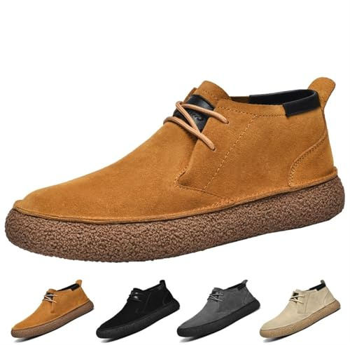 Chukka-stövlar for män, Snörstövlar i mocka for, Casual Business-stövlar, Mockaskor for(Brown,41 EU)