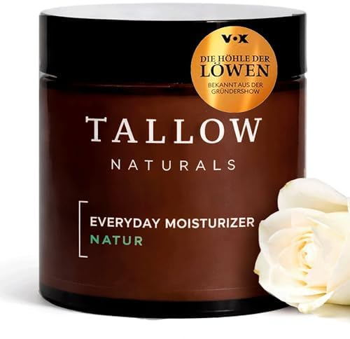 TALLOW Naturals Everyday Moisturizer Natur – BEKANNT AUS DER HÖHLE DER LÖWEN - Rindertalg Tagescreme, Bio Beef Tallow Skincare, Rindertalg Creme aus Deutschland grasgefütterten Rindern (120ml)
