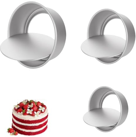 3 Pcs Round Loose Bottom Cake Tin, Aluminum Cake Pan Deep Baking Tins | Non-Stick, Removable Bottom Baking Mould Pan for Baking, Bakeware(4in+6in+8in)