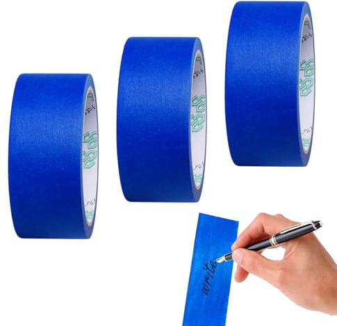 NHBETYS 3 Rolls Low Tack Masking Tape, Blue, 20 mm x 20 m, Painters Tape for Renovation Work