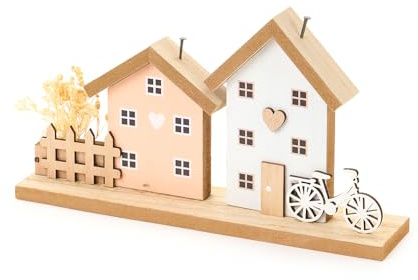NUVOLE DI STOFFA Casette in Legno Decorative con Cuore, Shabby Chic H13.5 cm 2 Varianti(1pz) B