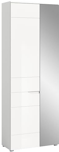 xonox.home - Garderobenschrank Solero 68x193x37 cm in weiß und weiß hochglanz - Flurmöbel Eingangsbereich Dielenmöbel - robust und langlebig stilvolles Ambiente
