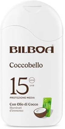Bilboa Coccobello Latte Solare SPF 15, con Olio di Cocco, Illuminati d’Immenso, Resistente all'Acqua, 200 ml