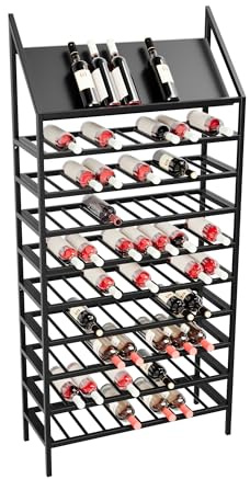 MetaloPro Étagère à Vin Napa 100 Bouteilles – Casier à Vin en Métal Noir, Range Bouteilles Stable et Grande Capacité, Meuble Cave à Vin Design pour Cuisine, Cellier ou Bar – 170x80x30 cm