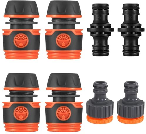 Ayizhiniu 8pcs Raccord Tuyau D'arrosage, Adaptateur Robinet Tuyau Arrosage, Raccord 2 en 1Tuyau Raccord Connecteur Connexion Rapide, S'applique à Raccordement Joints Conduites d'eau