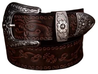 BODOBTF Herrengürtel aus echtem Leder mit Stahlschnalle, Western-Cowboy-Prägung, Gürtel