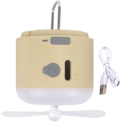 Luz de camping USB tipo C y ventilador con dos ajustes de velocidad y cuatro brillos multiusos 4 en 1
