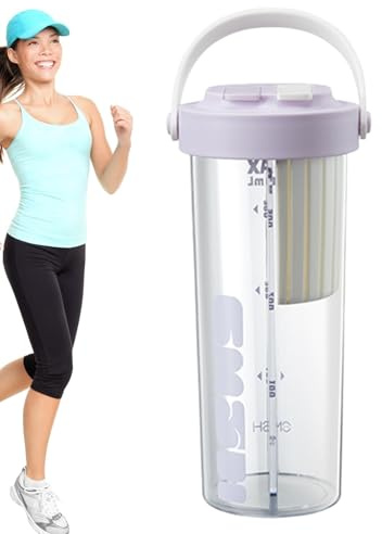 Bouteille d'eau à 2 compartiments - 800 ml avec deux verres avec séparateur | Bouteille d'eau divisée, jolie tasse créative pour boire en plein air, bouteille d'eau élégante et fonctionnelle pour le