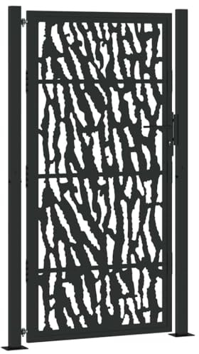 Gartentor Schwarz 105x180 cm aus Stahl mit Spurendesign | Hohe Stabilität & Langlebigkeit | Ideal für Garten, Hof & Eingangsbereich | Absperrungen für Sicherheit & Privatsphäre