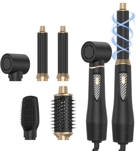 5-in-1 Warmluftbürste 1000 W mit Locken-, Glätt- und Ionenfunktion | Multifunktionaler Air Styler zum Trocknen, Glätten und Locken mit Ionenfunktion für vielseitiges Haarstyling