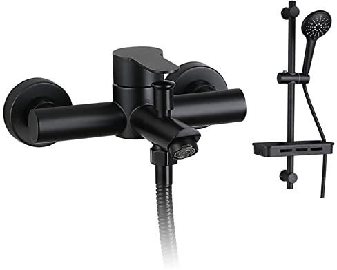 Bathtub Faucet Stainless Steel Tub Faucet Matt Black Bath Mixer Tap with 3-Function Liftable Handheld Wall Mount Tub Faucet Set with 59 Inch Hose Bathroom Fauc