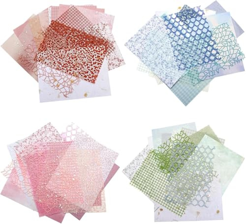 60 fogli di carta per scrapbooking, decorazione in pizzo e tessuto a rete, carta decorativa per bricolage, carta strutturata, per diario, creazione di biglietti, confezioni regalo, 18 x 13 cm