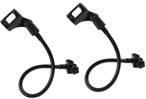 AKOOSY 2pcs Flexible Gooseneck Microphone Stand Holder Bracket Black Desktop Mic Mount Adjustable Microphone Rack Compatible with Live Streaming and Recording