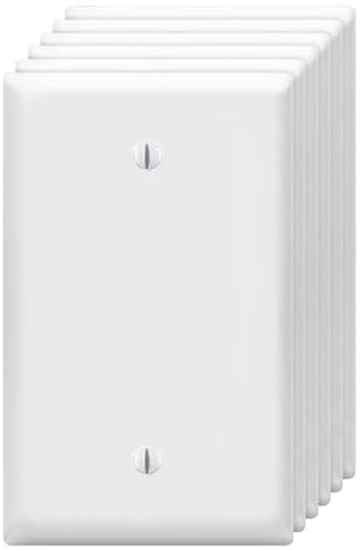 ZEFTV Blank Wall Plates 1-Gang blank Switch Outlet Electrical Cover Plate Unbreakable Thermoplastic Faceplate for Light Receptacle Outlet Switch, White (6 Pack)