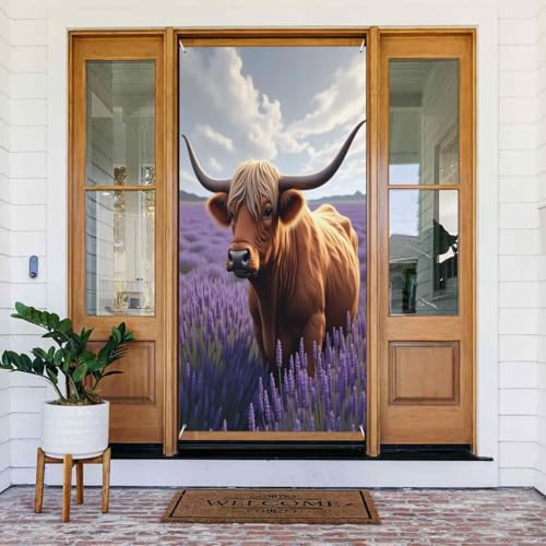 Decoraciones para puertas – Impresión clásica de arena de toro n.º 52 para puerta delantera, cartel de primavera y verano, telón de fondo colgante para interiores y exteriores, suministros de